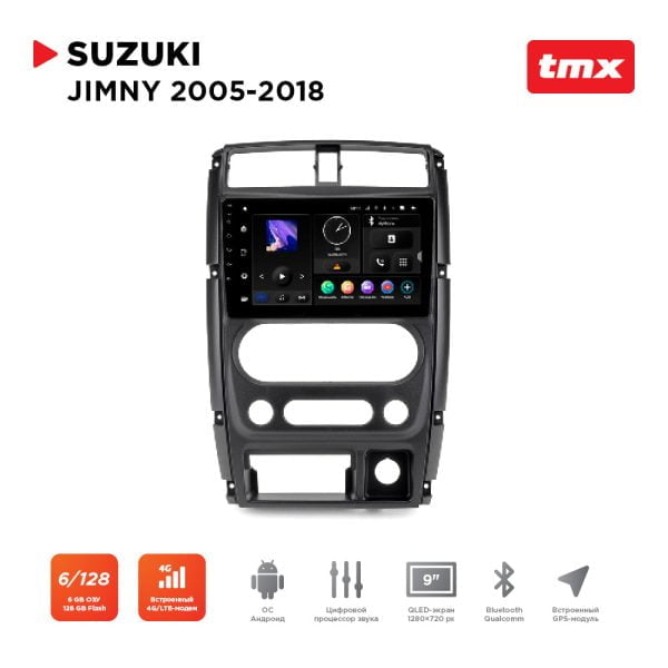 Автомагнитола Suzuki Jimny 05-18 (Maximum Incar TMX-0703-6) Android 10, QLED 1280x720, 8 ядер, BT 5.0, 4G, Wi-Fi, DSP, память 6Gb+128Gb, 9 дюймов