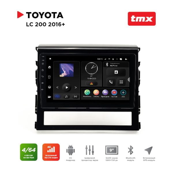 Автомагнитола Toyota LC 200 16+ (MAXIMUM Incar TMX-2216-4) Android 10/1280*720, BT, wi-fi, 4G LTE, DSP, 4-64Gb, 9"