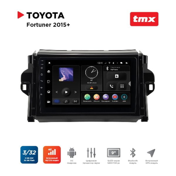 Автомагнитола Toyota Fortuner 15+ (Incar TMX-2218-3 Maximum) Android 10 / Wi-Fi / DSP / 3-32 Gb / 9 дюймов