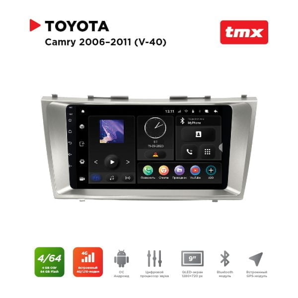 Автомагнитола Toyota Camry 06-11 (MAXIMUM Incar TMX-2211-4) Android 10/1280*720, BT, wi-fi, 4G LTE, DSP, 4-64Gb, 9"