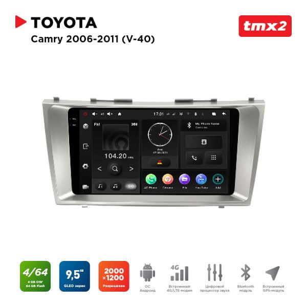 Автомагнитола Toyota Camry 06-11 (MAXIMUM Incar TMX2-2211-4) Android 10/2000*1200, BT, wi-fi, 4G LTE, DSP, 4-64Gb, 9.5"