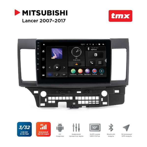 Автомагнитола Mitsubishi Lancer X 07-17 (MAXIMUM Incar TMX-6102-3) Android 10/1280*720, BT, wi-fi, 4G LTE, DSP, 3-32Gb, 10"