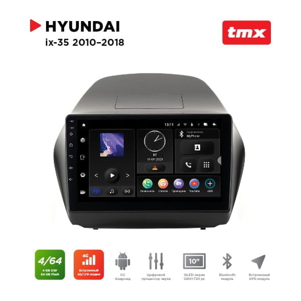 Автомагнитола Hyundai ix35 10-18 (MAXIMUM Incar TMX-2403-4) Android 10/1280*720, BT, wi-fi, 4G LTE, DSP, 4-64Gb, 10"