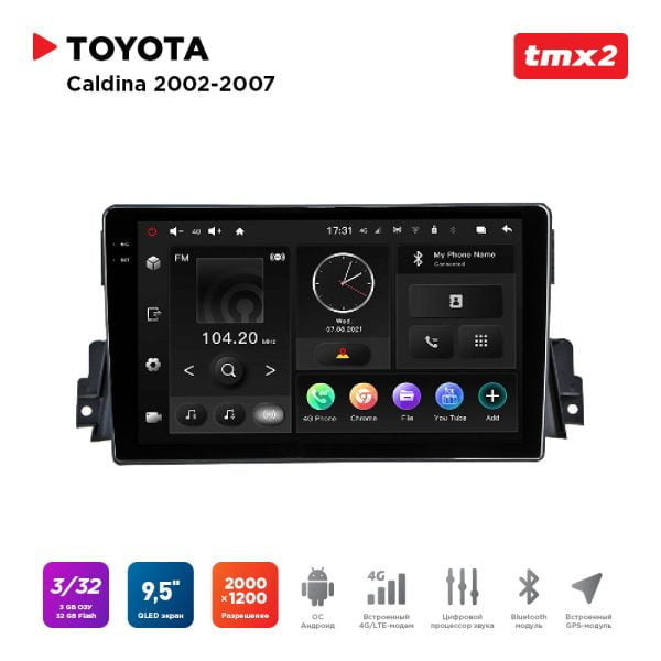 Автомагнитола Toyota Caldina 02-07 (MAXIMUM Incar TMX2-2251-3) Android 10/2000*1200, BT, wi-fi, 4G LTE, DSP, 3-32Gb, 9.5"