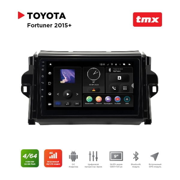 Автомагнитола Toyota Fortuner 15+ (MAXIMUM Incar TMX-2218-4) Android 10/1280*720, BT, wi-fi, 4G LTE, DSP, 4-64Gb, 9"