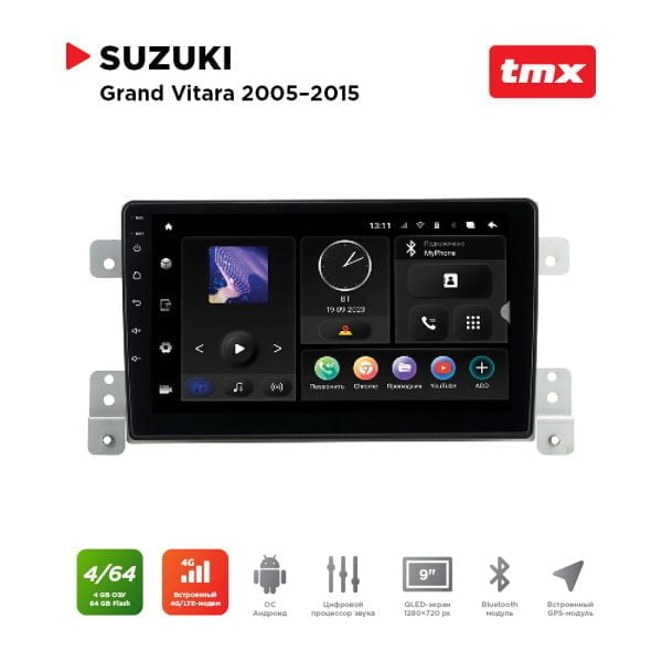 Автомагнитола Suzuki Grand Vitara 05-15 (MAXIMUM Incar TMX-0705-4) Android 10/1280*720, BT, wi-fi, 4G LTE, DSP, 4-64Gb, 9"