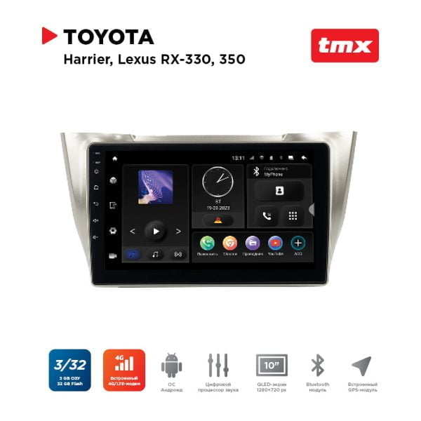 Автомагнитола Toyota Harrier (MAXIMUM Incar TMX-2225-3) Android 10/1280*720, BT, wi-fi, 4G LTE, DSP, 3-32Gb, 10"