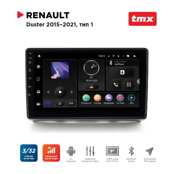 Автомагнитола Renault Duster 17-20 (Incar TMX-1402-3 Maximum) Android 10 / Wi-Fi / DSP / 3-32 Gb / 9 дюймов