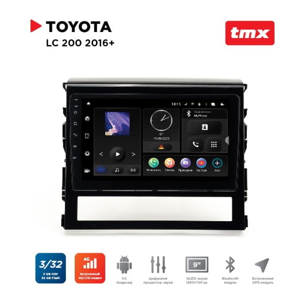 Автомагнитола Toyota LC 200 16+ (Incar TMX-2216-3 Maximum) Android 10 / Wi-Fi / DSP / 3-32 Gb / 9 дюймов