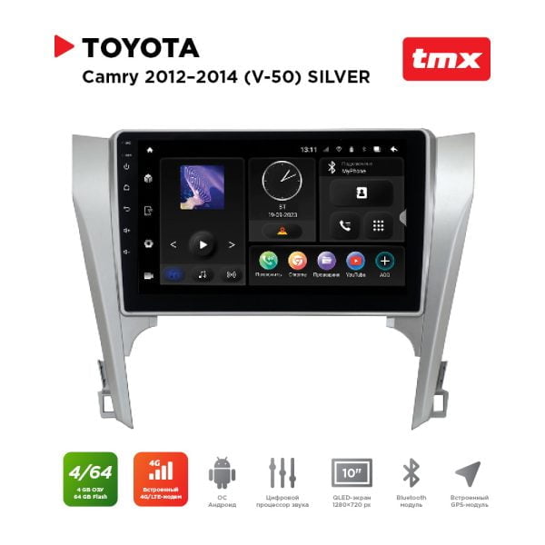 Автомагнитола Toyota Camry 12-14 (MAXIMUM Incar TMX-2205-4) Android 10/1280*720, BT, wi-fi, 4G LTE, DSP, 4-64Gb, 10"