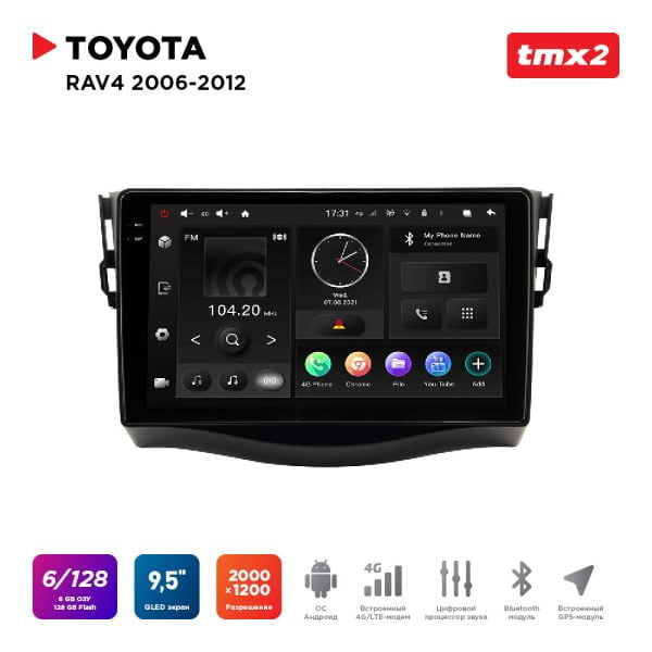 Автомагнитола Toyota RAV4 06-12 (MAXIMUM Incar TMX2-2223-6) Android 10 / 2000x1200, Bluetooth, wi-fi, 4G LTE, DSP, 6-128Gb, размер экрана 9,5