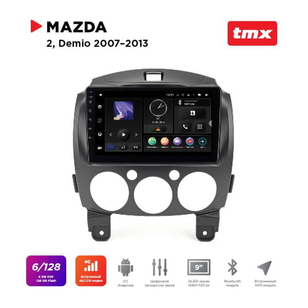 Автомагнитола Mazda 2, Demio 07-13 (Maximum Incar TMX-4602-6) Android 10, Wi-Fi, DSP, память 6Gb+128Gb, 9 дюймов