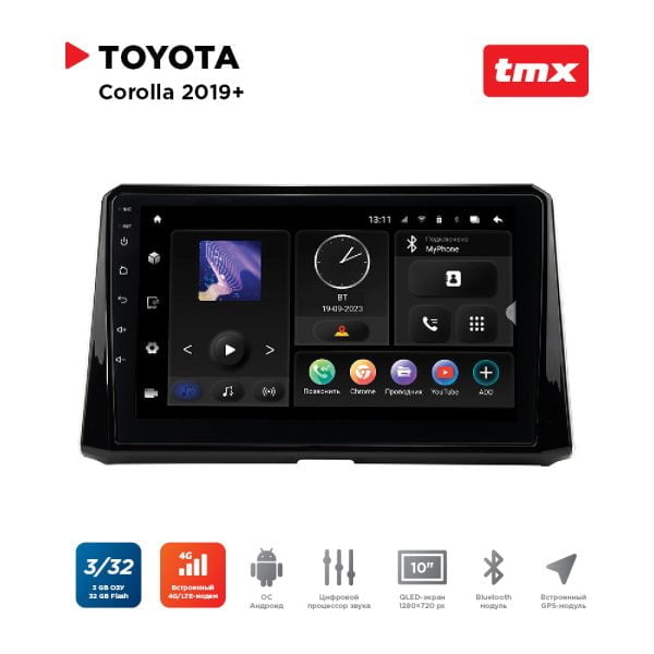 Автомагнитола Toyota Corolla 19+ (Incar TMX-2202-3 Maximum) Android 10 / Wi-Fi / DSP / 3-32 Gb / 10 дюймов