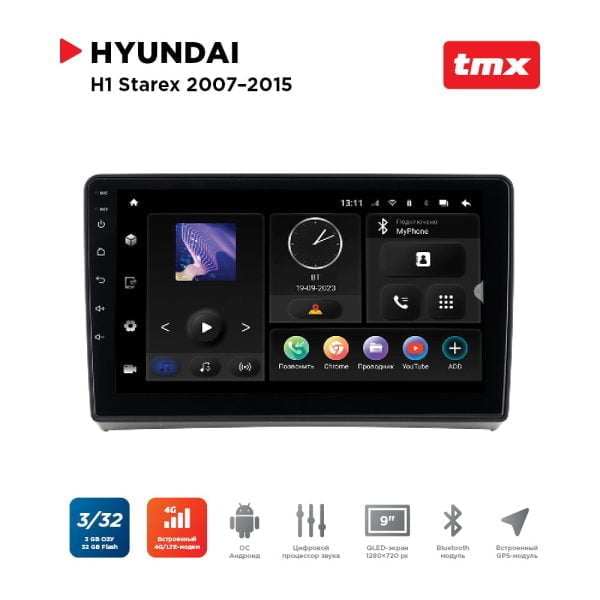 Автомагнитола Hyundai H1 Starex 07-15 (MAXIMUM Incar TMX-2415-3) Android 10/1280*720, BT, wi-fi, 4G LTE, DSP, 3-32Gb, 9"